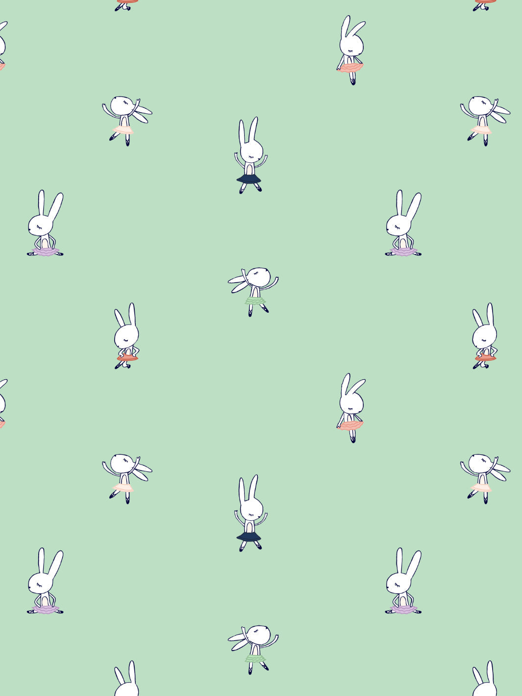 'ballet Bunnies' Wallpaper By Tea Collection - Aventurine