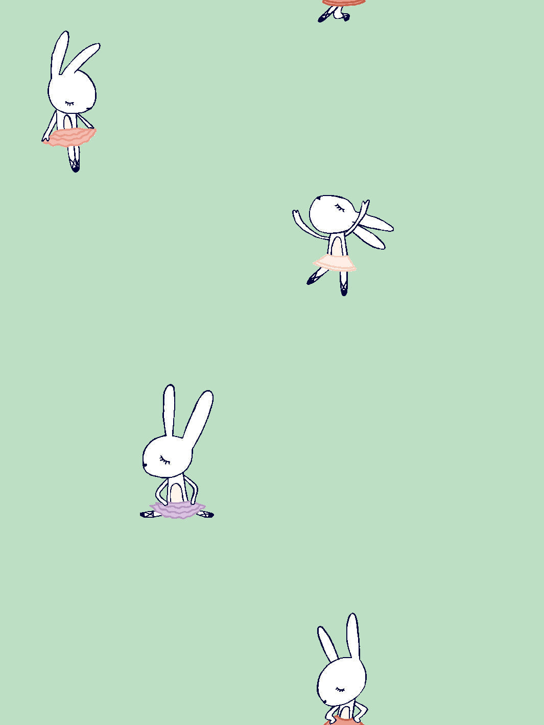 'ballet Bunnies' Wallpaper By Tea Collection - Aventurine