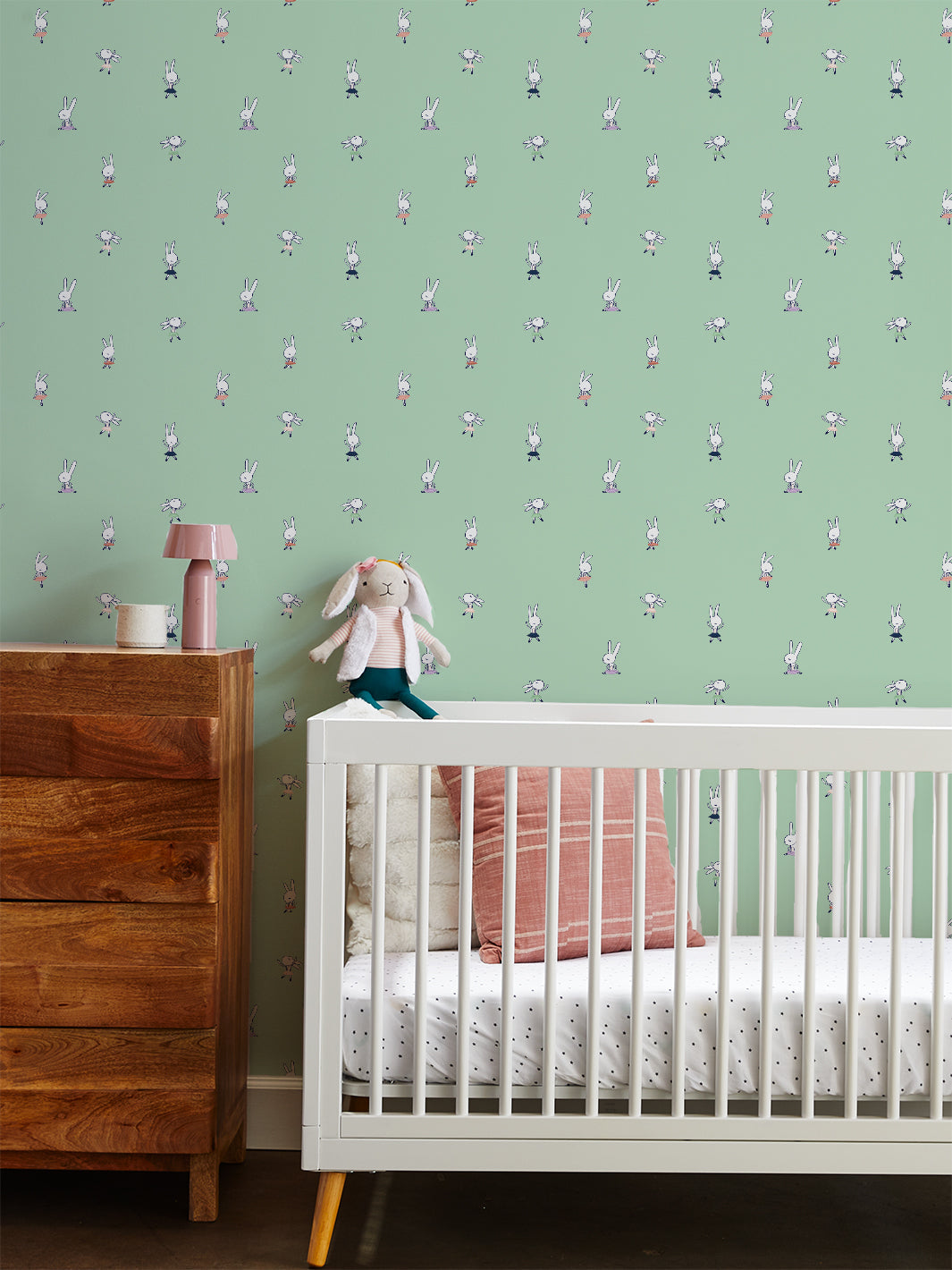 'ballet Bunnies' Wallpaper By Tea Collection - Aventurine