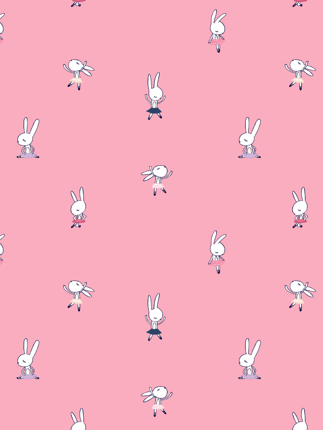 'ballet Bunnies' Wallpaper By Tea Collection - Bubblegum