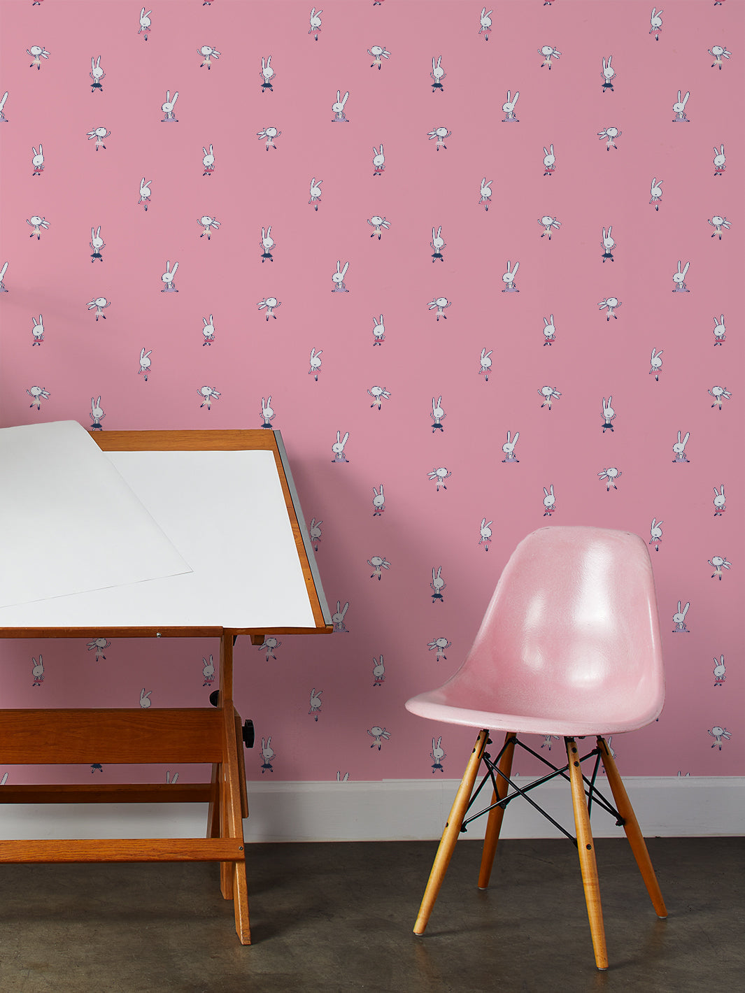 'ballet Bunnies' Wallpaper By Tea Collection - Bubblegum