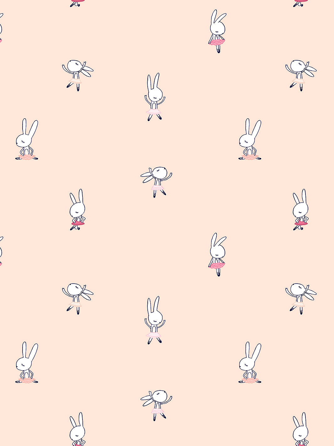 'ballet Bunnies' Wallpaper By Tea Collection - Peach