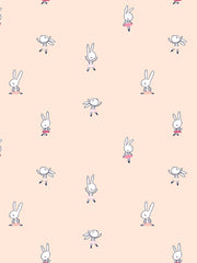 'ballet Bunnies' Wallpaper By Tea Collection - Peach