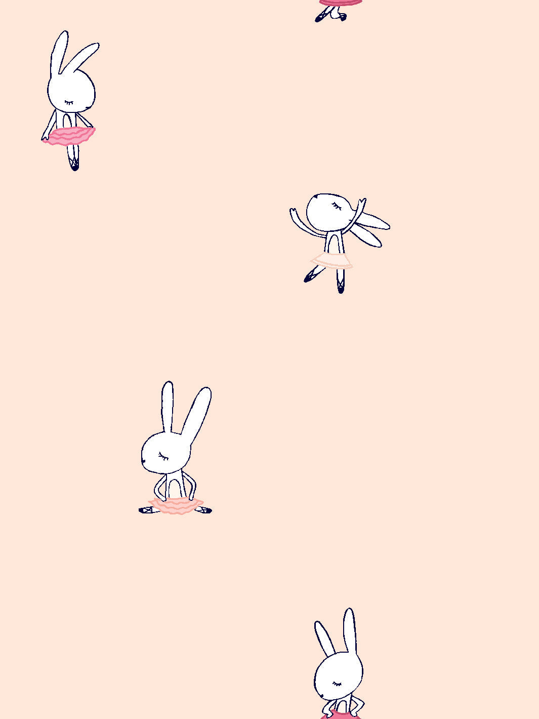 'ballet Bunnies' Wallpaper By Tea Collection - Peach