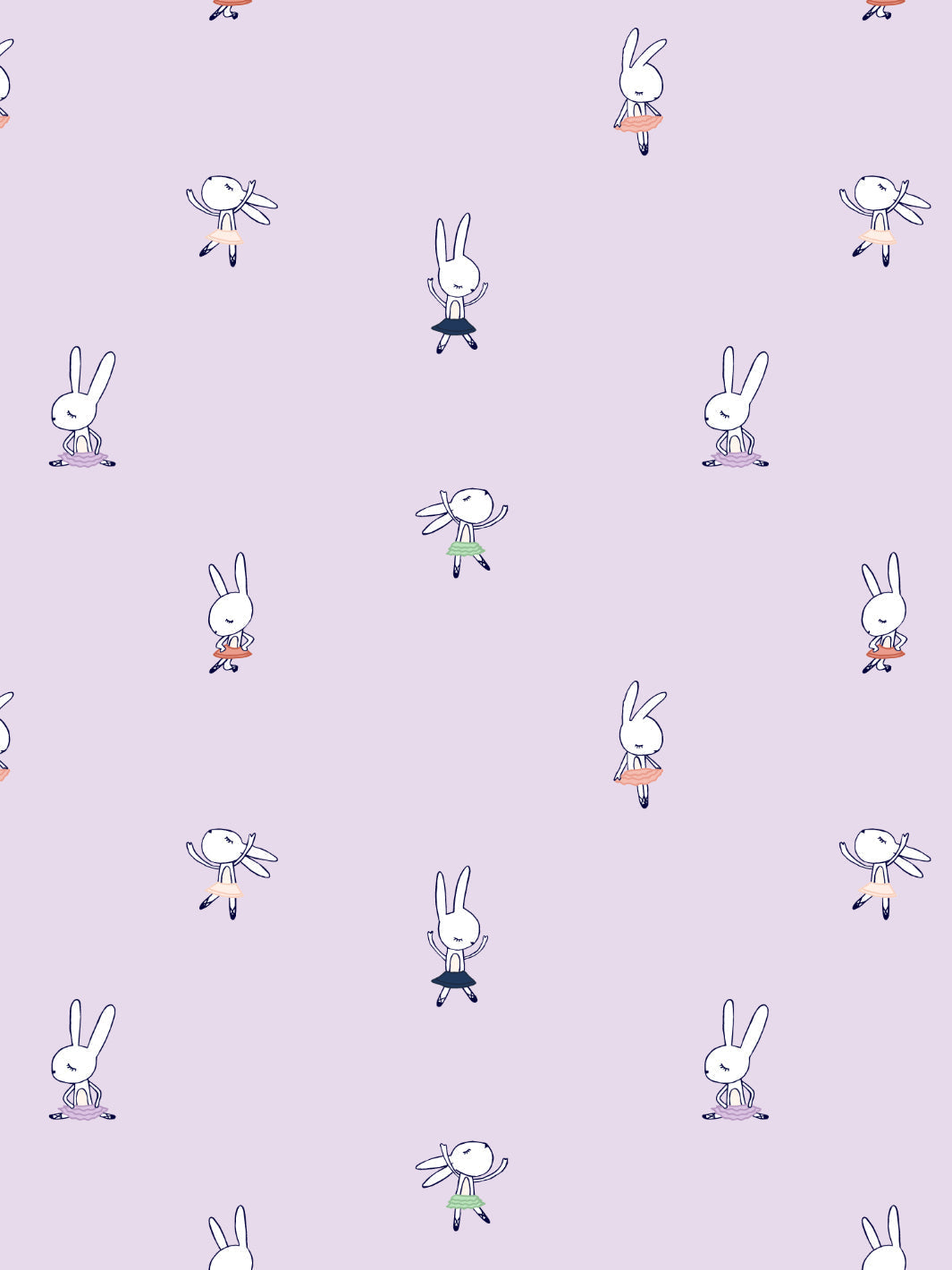 'ballet Bunnies' Wallpaper By Tea Collection - Lavender