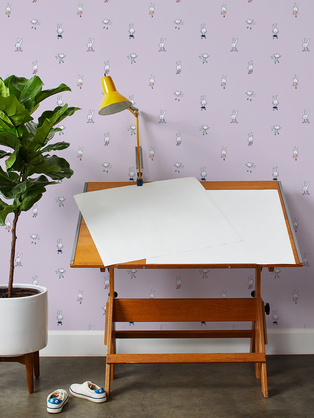 'ballet Bunnies' Wallpaper By Tea Collection - Lavender