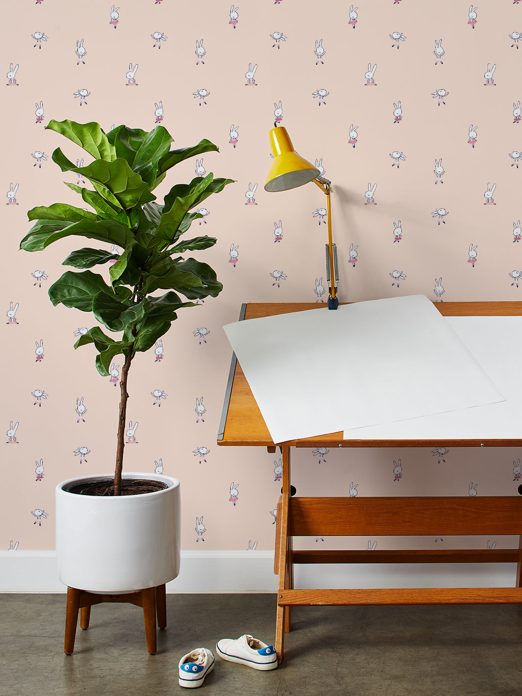 'ballet Bunnies' Wallpaper By Tea Collection - Peach