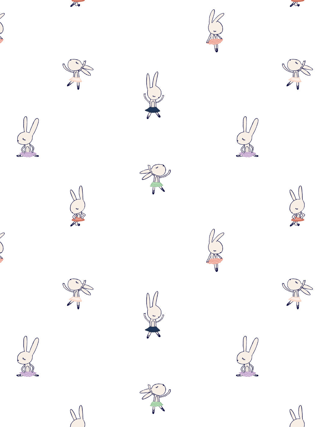 'ballet Bunnies' Wallpaper By Tea Collection - White