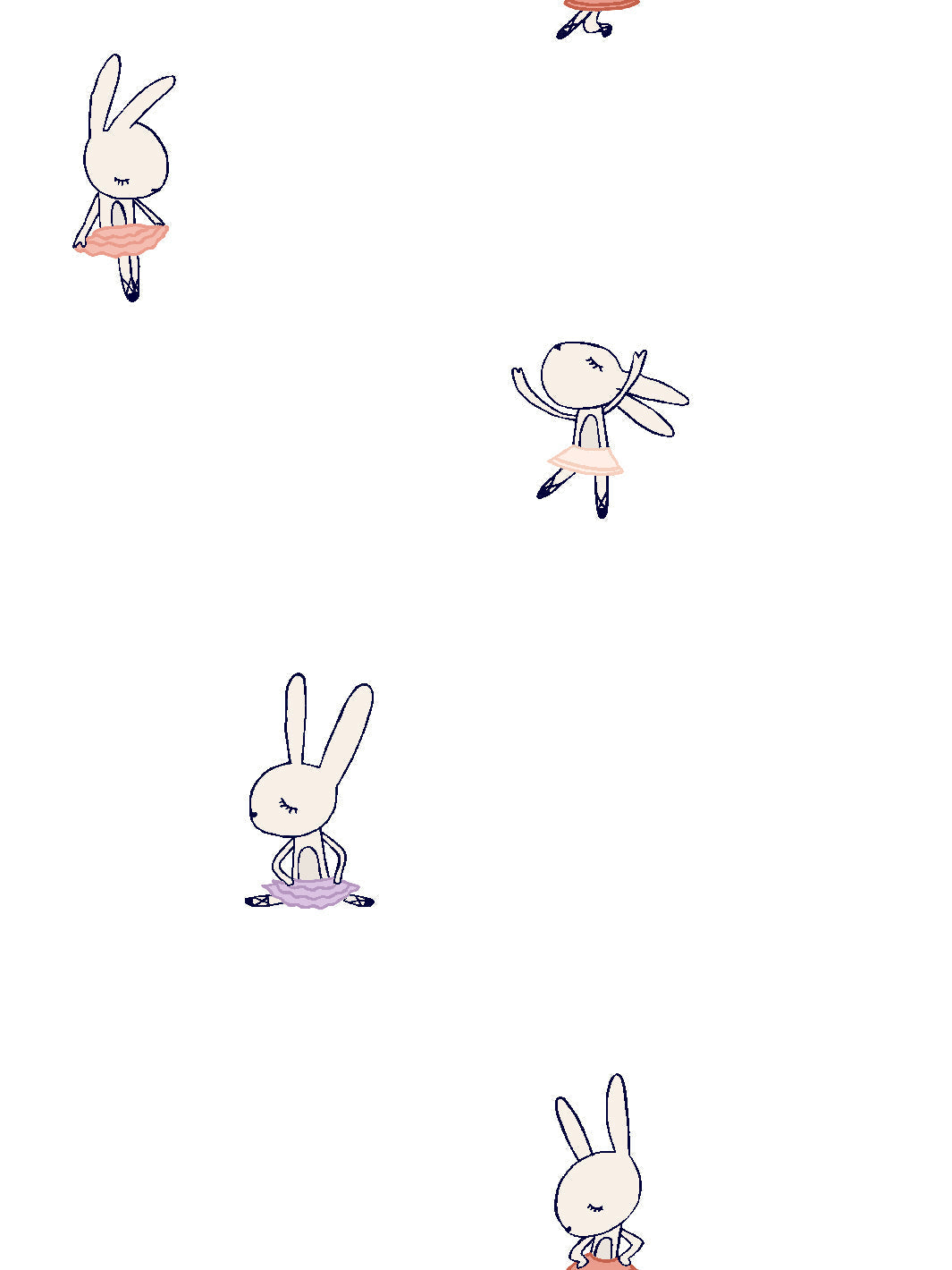 'ballet Bunnies' Wallpaper By Tea Collection - White