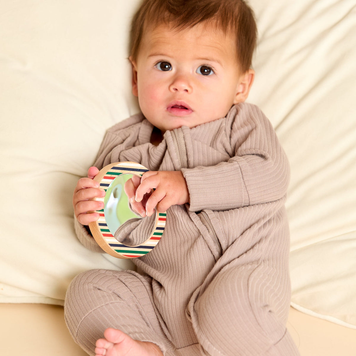 Printed Bunny Single-piece Rattle And Matching Mirror
