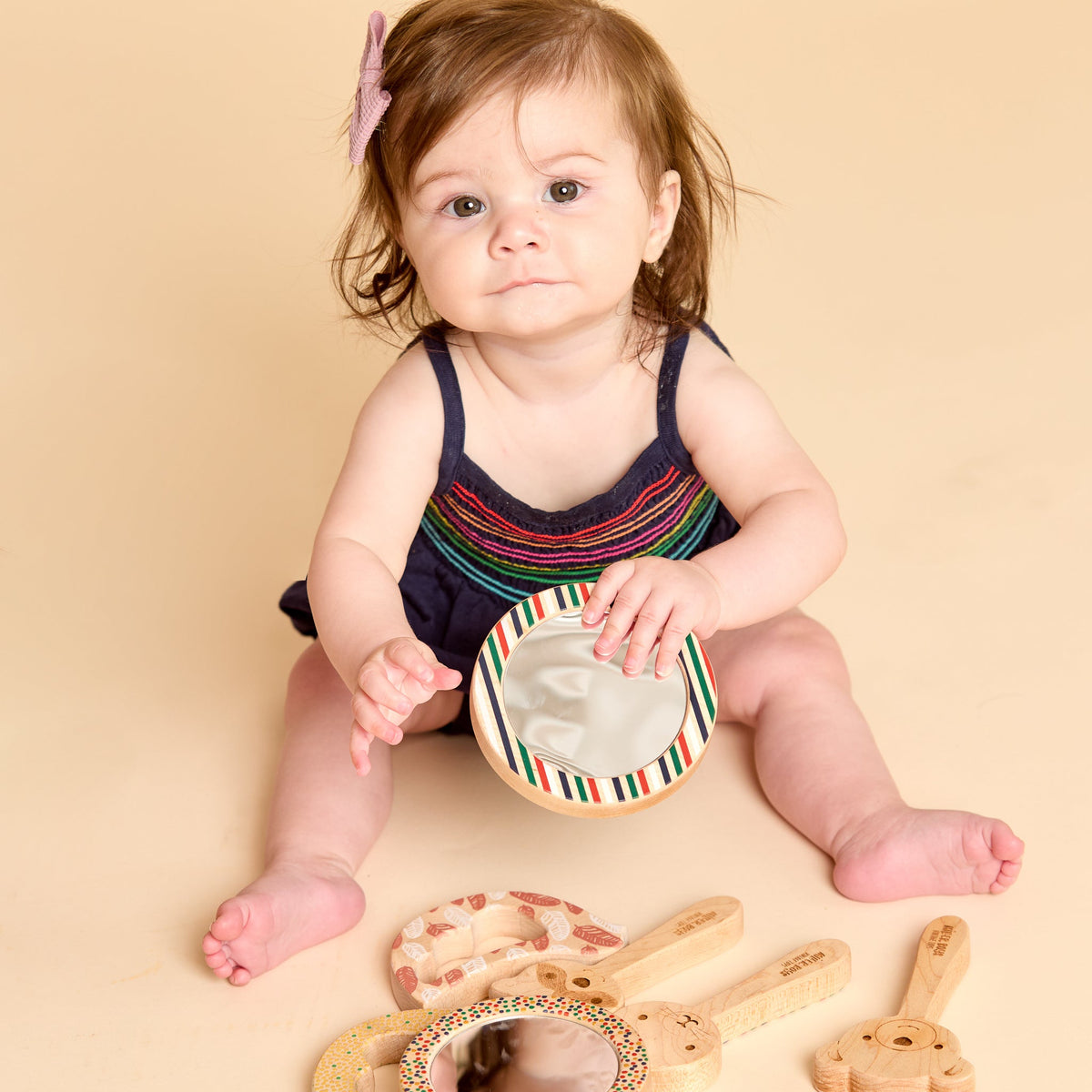 Printed Bunny Single-piece Rattle And Matching Mirror
