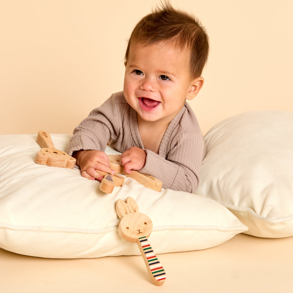 Printed Bunny Single-piece Rattle And Matching Mirror