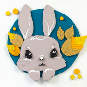 Set, 3d Painting, "bunny", Primed Fibreboard, 18x18cm, Rosa Talent