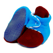 Anti-slip Sole, Fleece Baby Booties, Newborn Home Booties, Sweat Proof Organic Cotton Lining, Burgundy Blue
