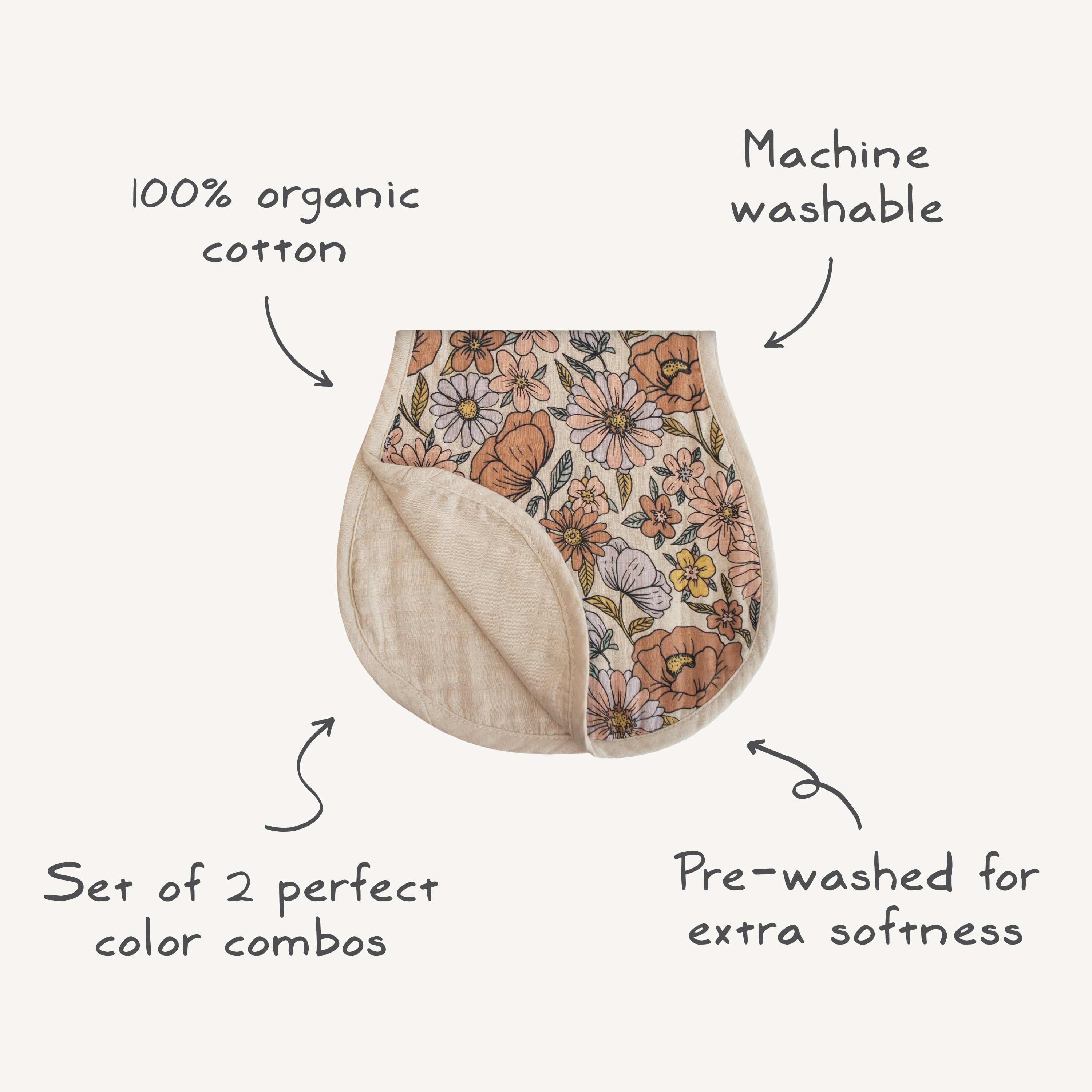 Organic Cotton Muslin Burp Cloth 2-pack