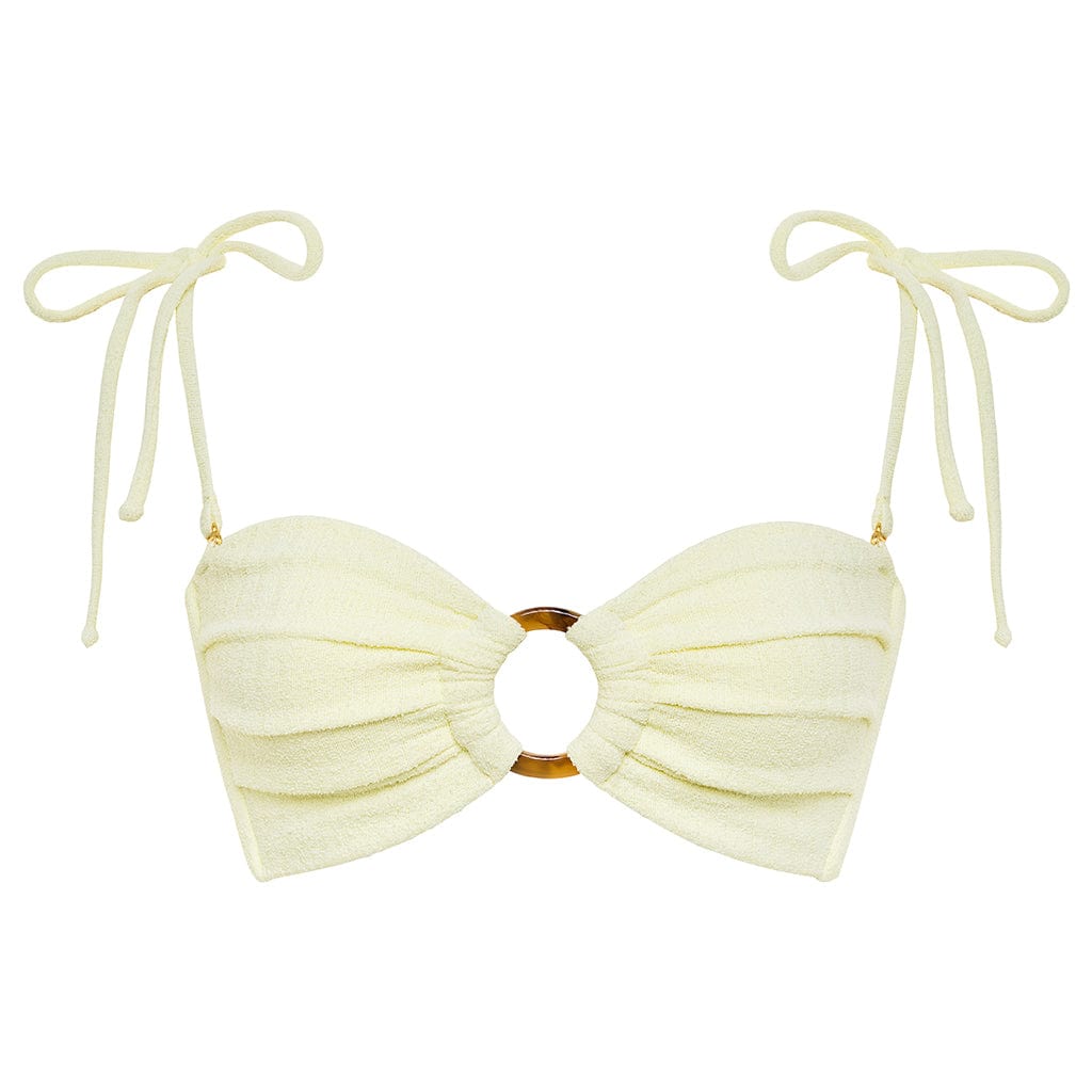 Buttercream Rib Tori Ties Bandeau Bikini Top