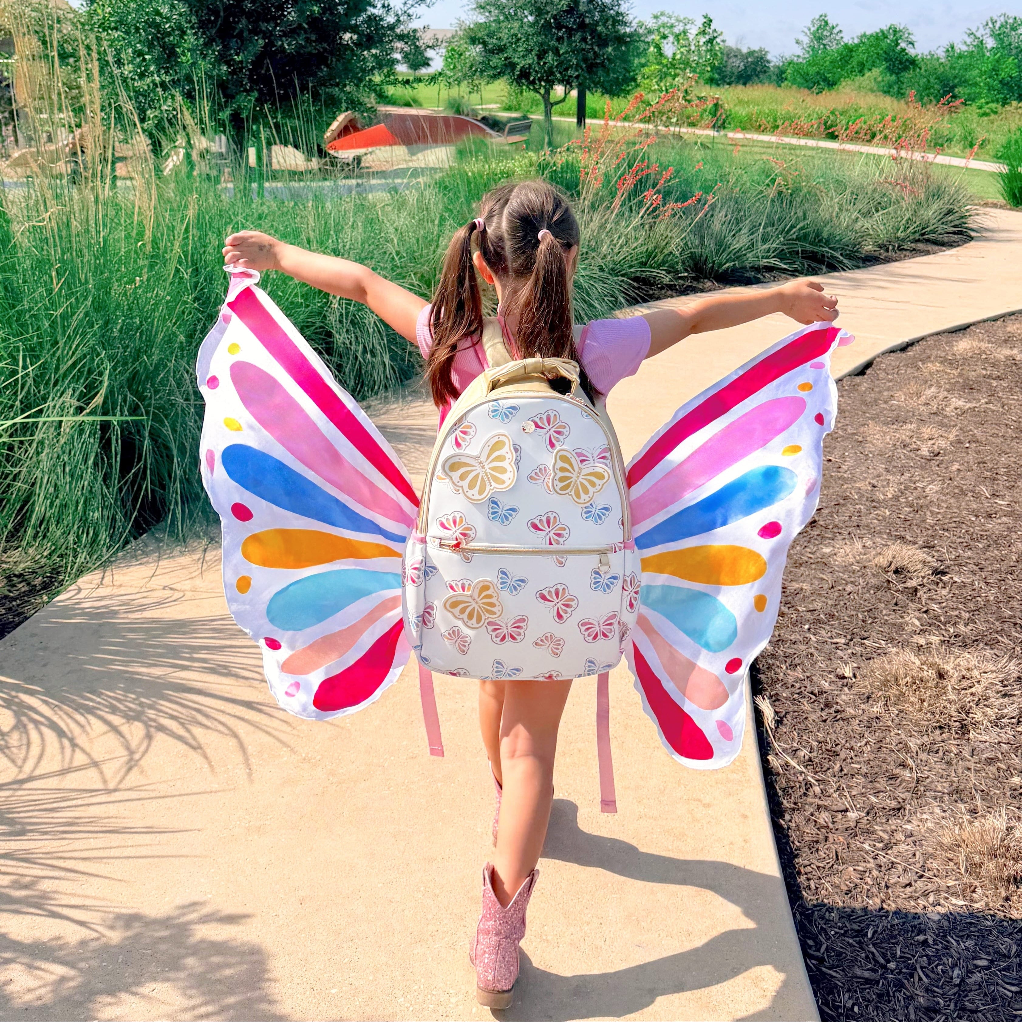 Gold Butterfly Backpack With Tuckaway Wings