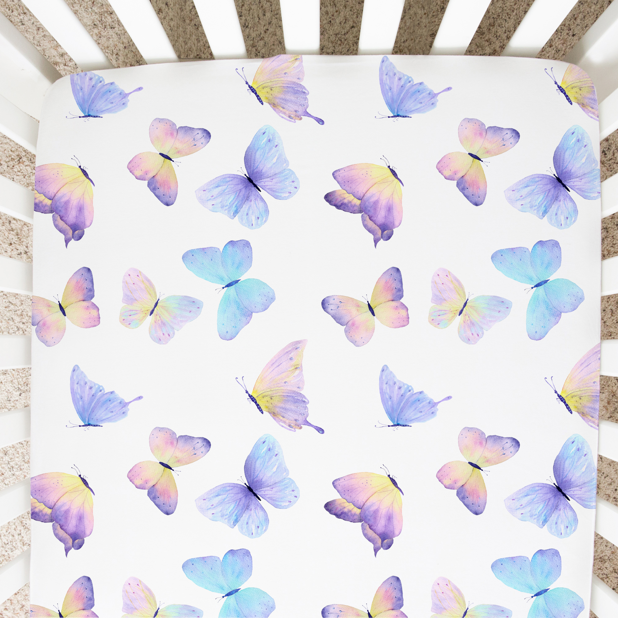 Fitted Crib Sheet - Butterfly