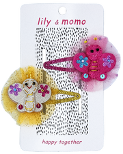Butterfly Pals Hair Clips -  Hot Pink & Yellow