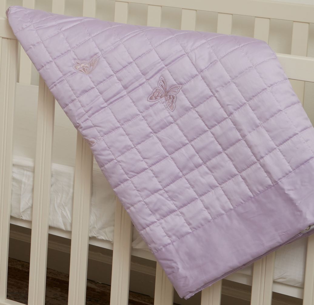 Embroidered Coverlet - Lavender Butterflies