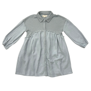 Girls Button Front Gauze Dress In Grayish Blue