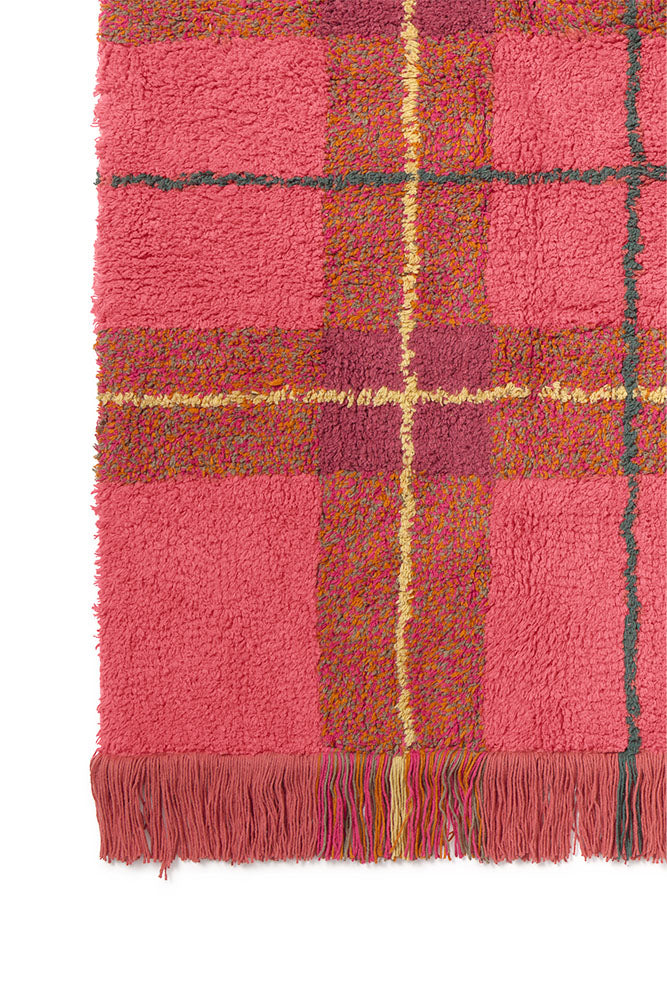 Washable Rug Tartan Vintage Red