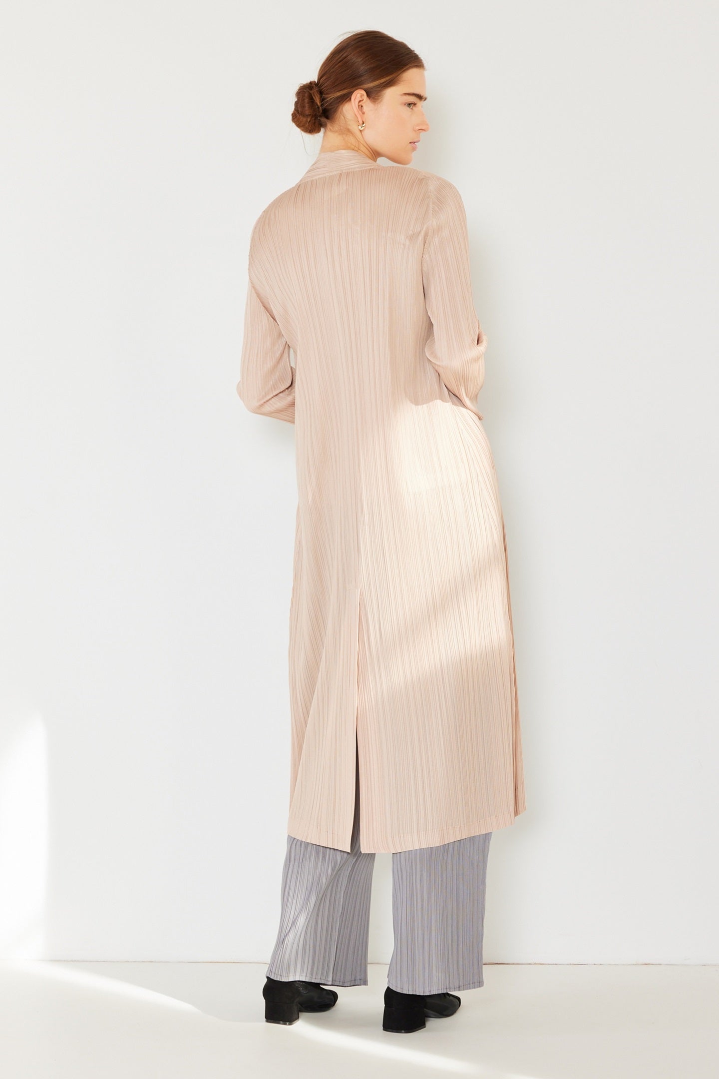 Pleated Long Sleeve Cardigan Buster - C02lg_beige