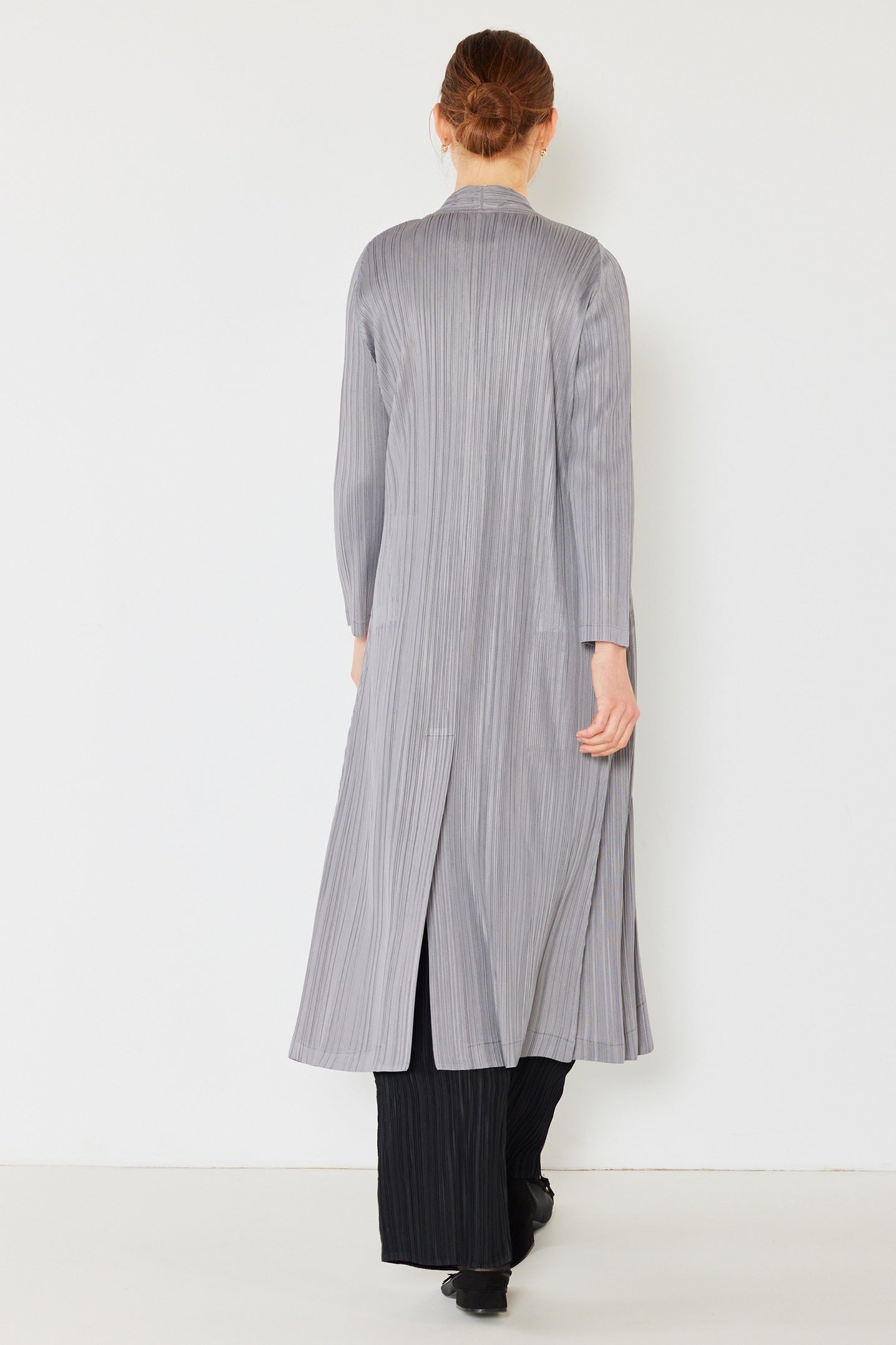 Pleated Long Sleeve Cardigan Buster - C02lg_gray