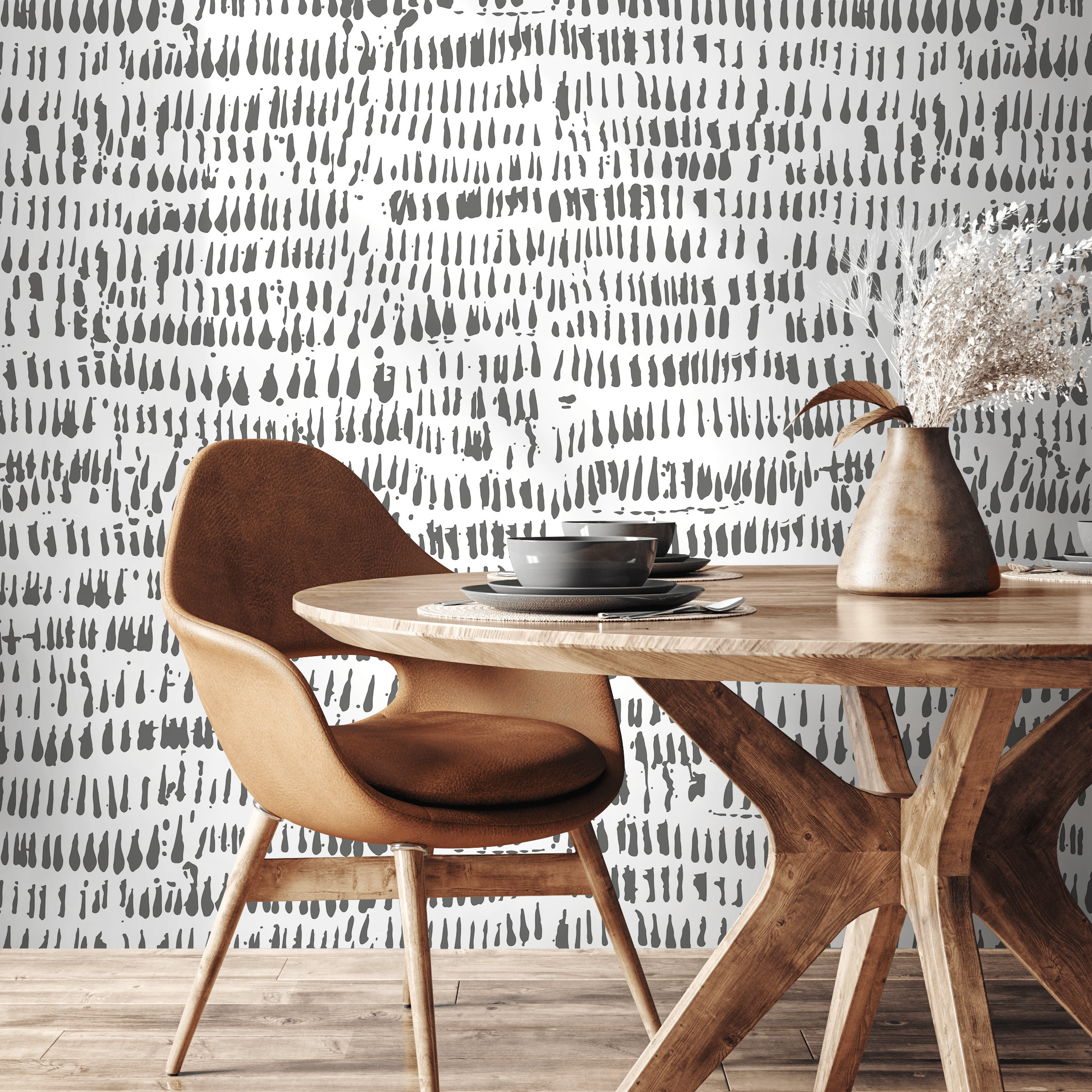 Abstract Wallpaper With Hand-drawn Brushstrokes In Gray - As1-c098