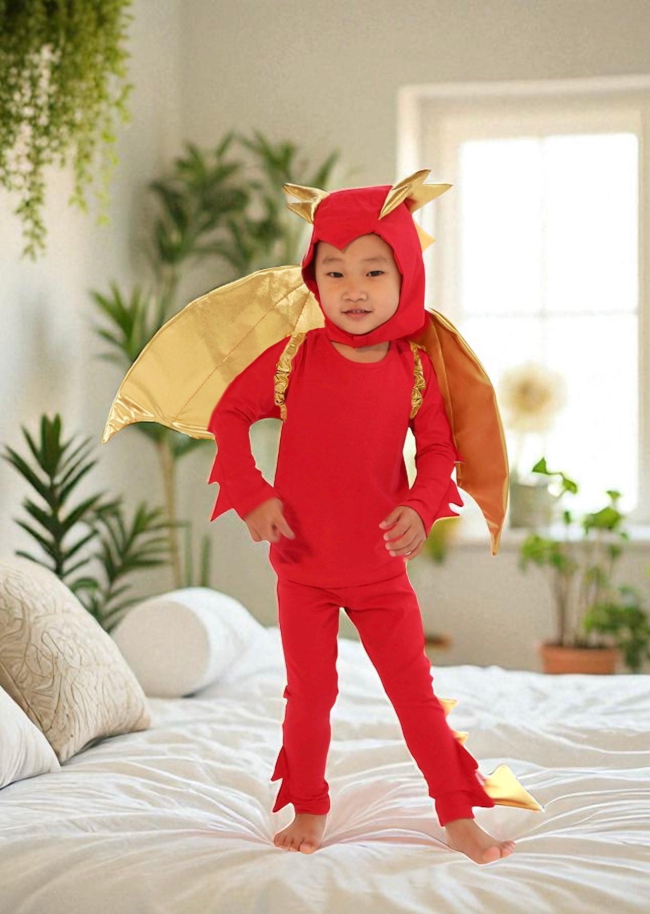Sunfire Red Dragon With Gold Wings