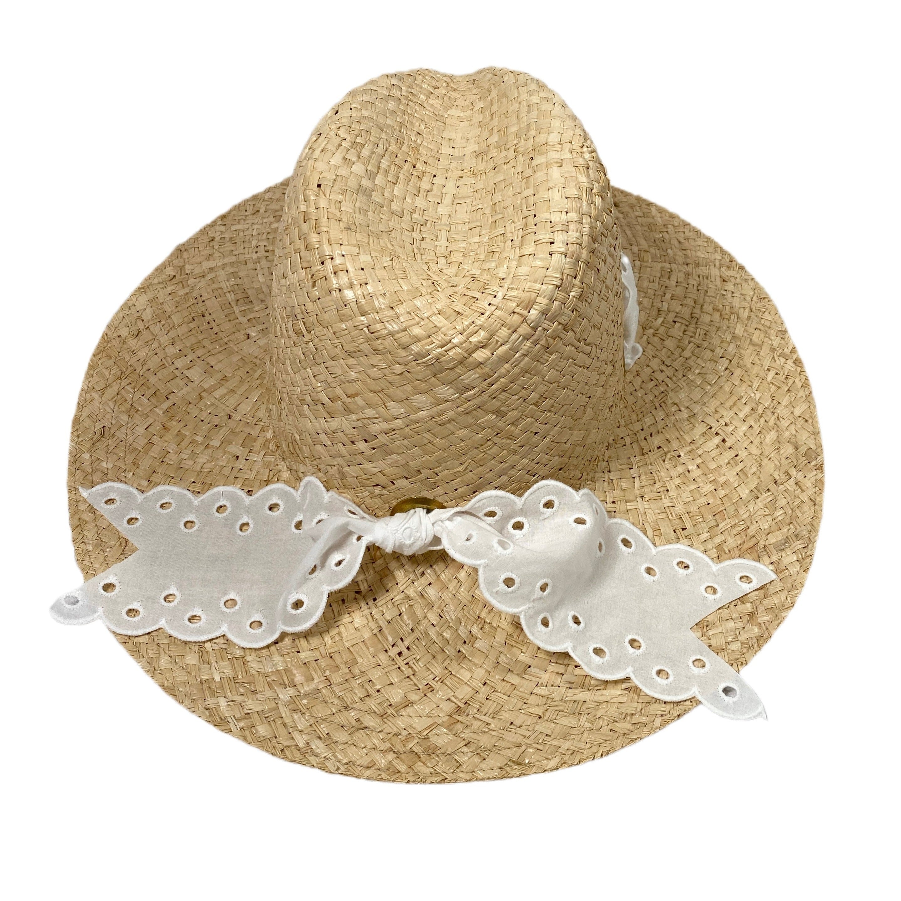 Oleander Sun Hat - Antique Eyelet Lace Ribbon