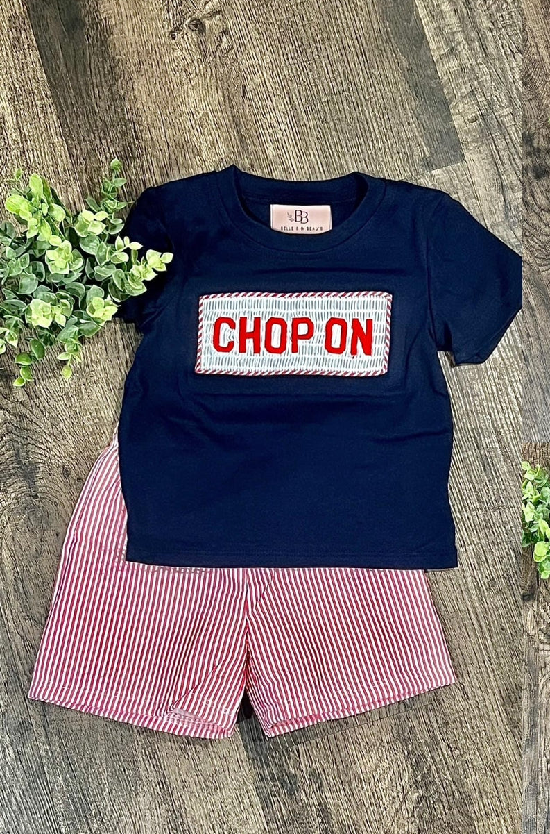 Navy Smocked Chop On Boy’s Shorts Set