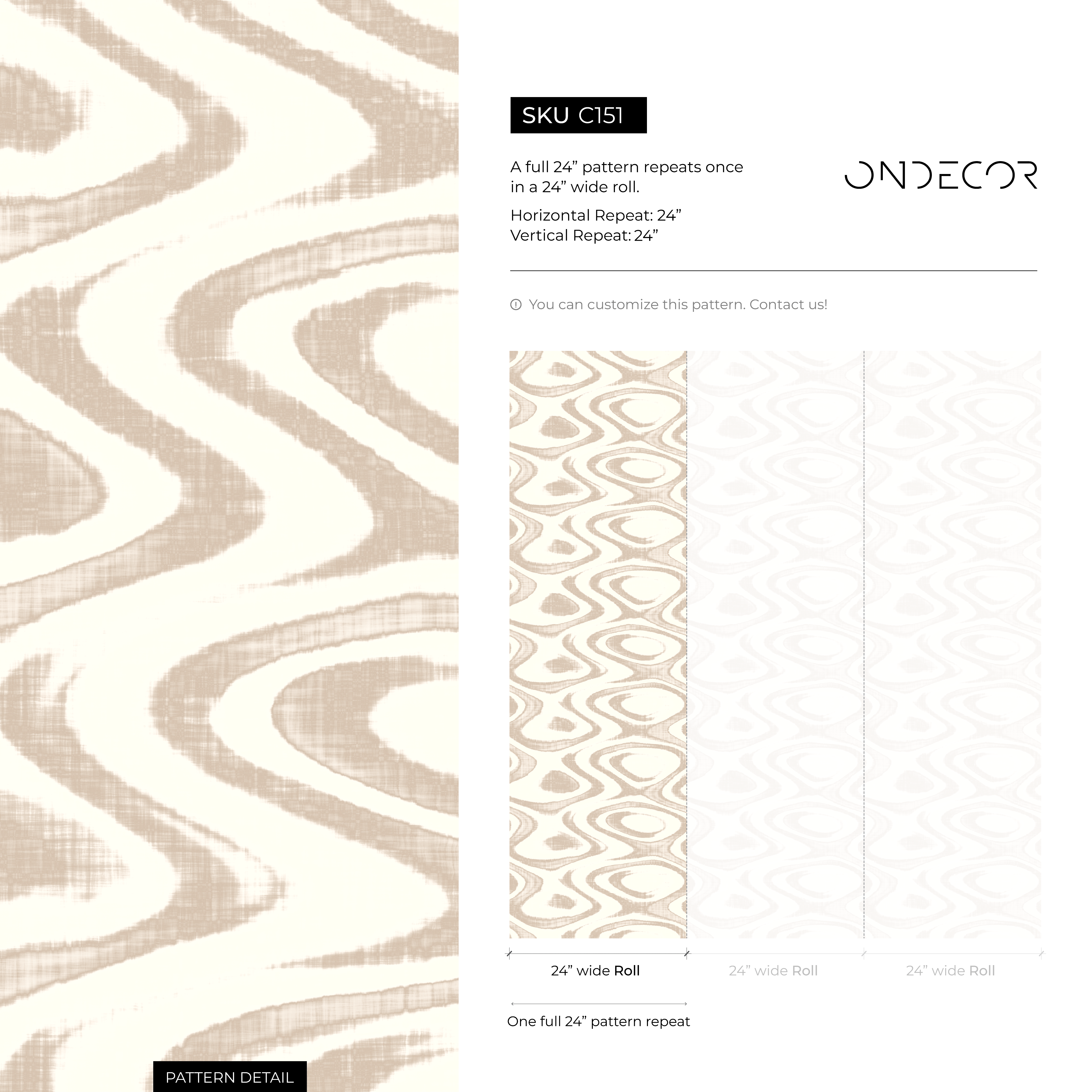 Abstract Wallpaper With A Fluid Wavy Motif In Beige And Cream - C151