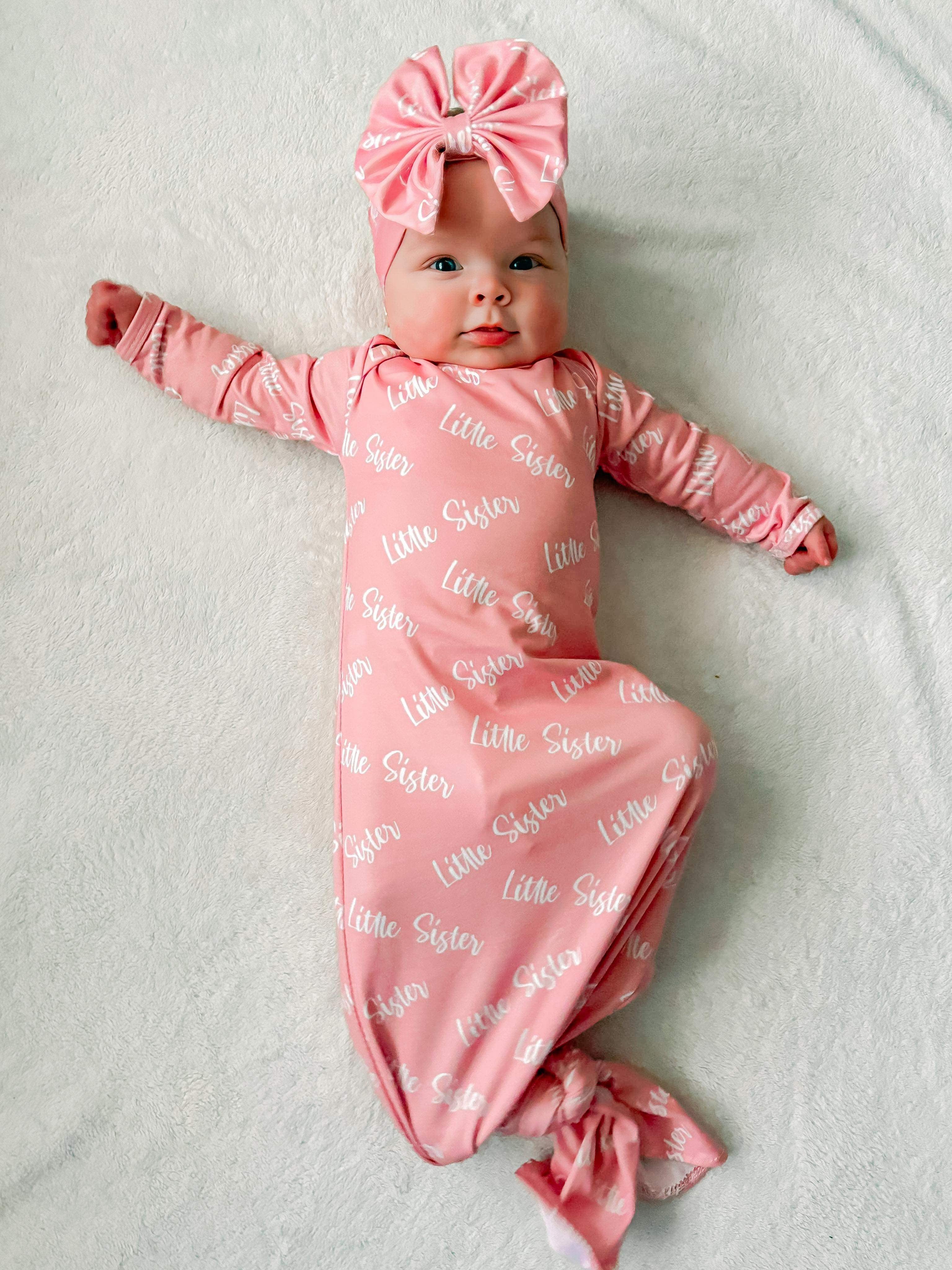 Little Sister Knotted Gown And Headband Set