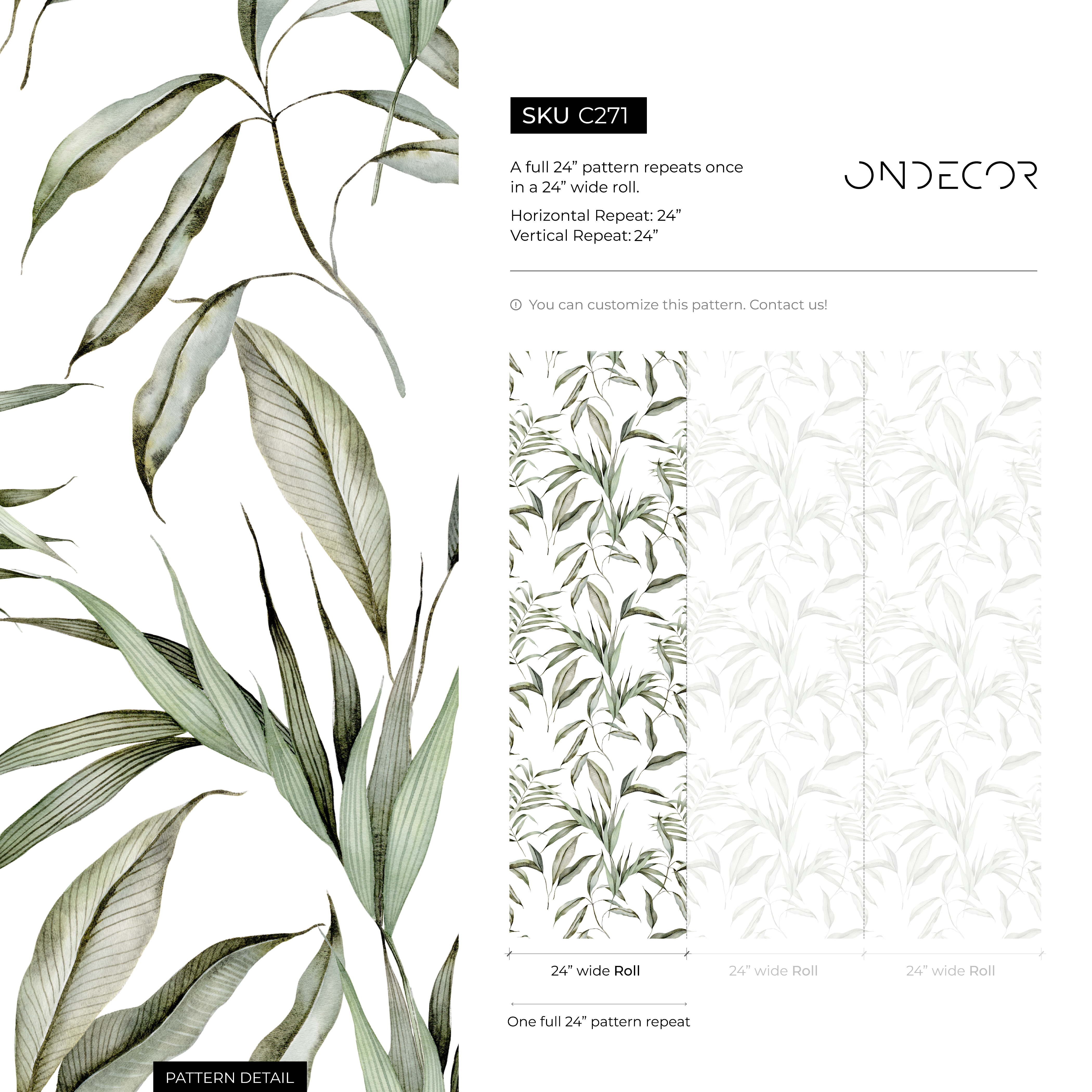 Botanical Wallpaper With Lush Greenery In Green - C271