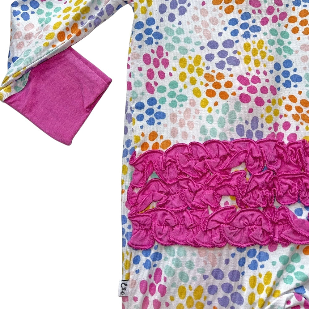 Korrie Dots Bamboo Ruffle Convertible Footie