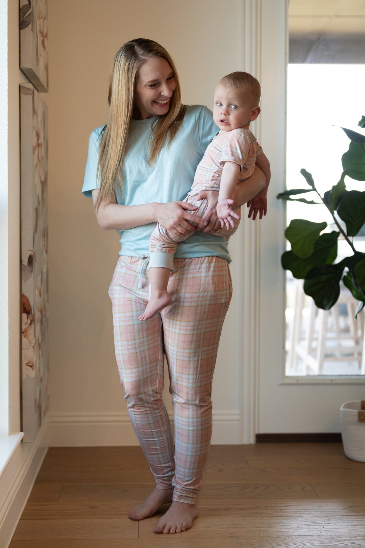 Spring Plaid Adult Joggers