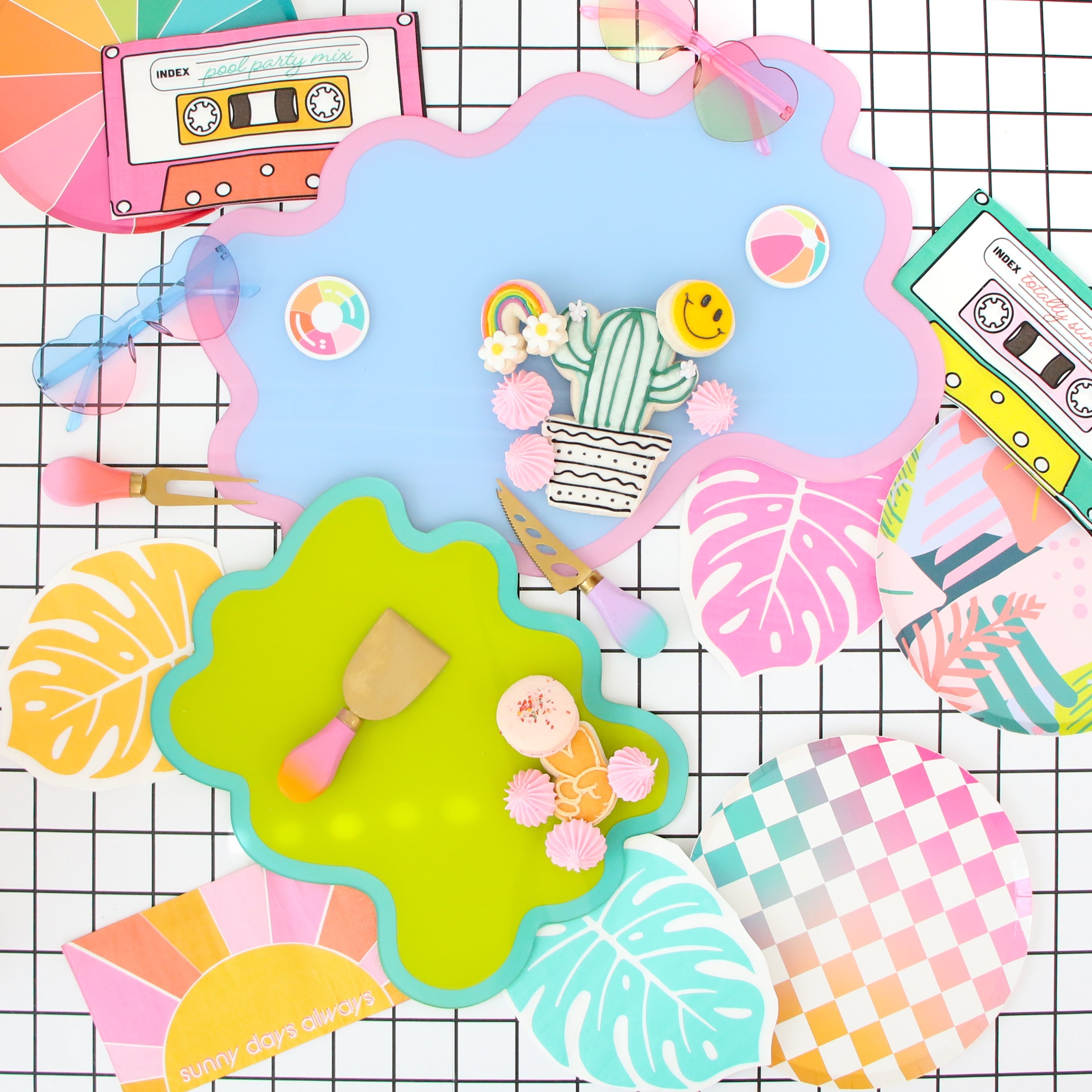 Periwinkle And Pink Wavy Tray