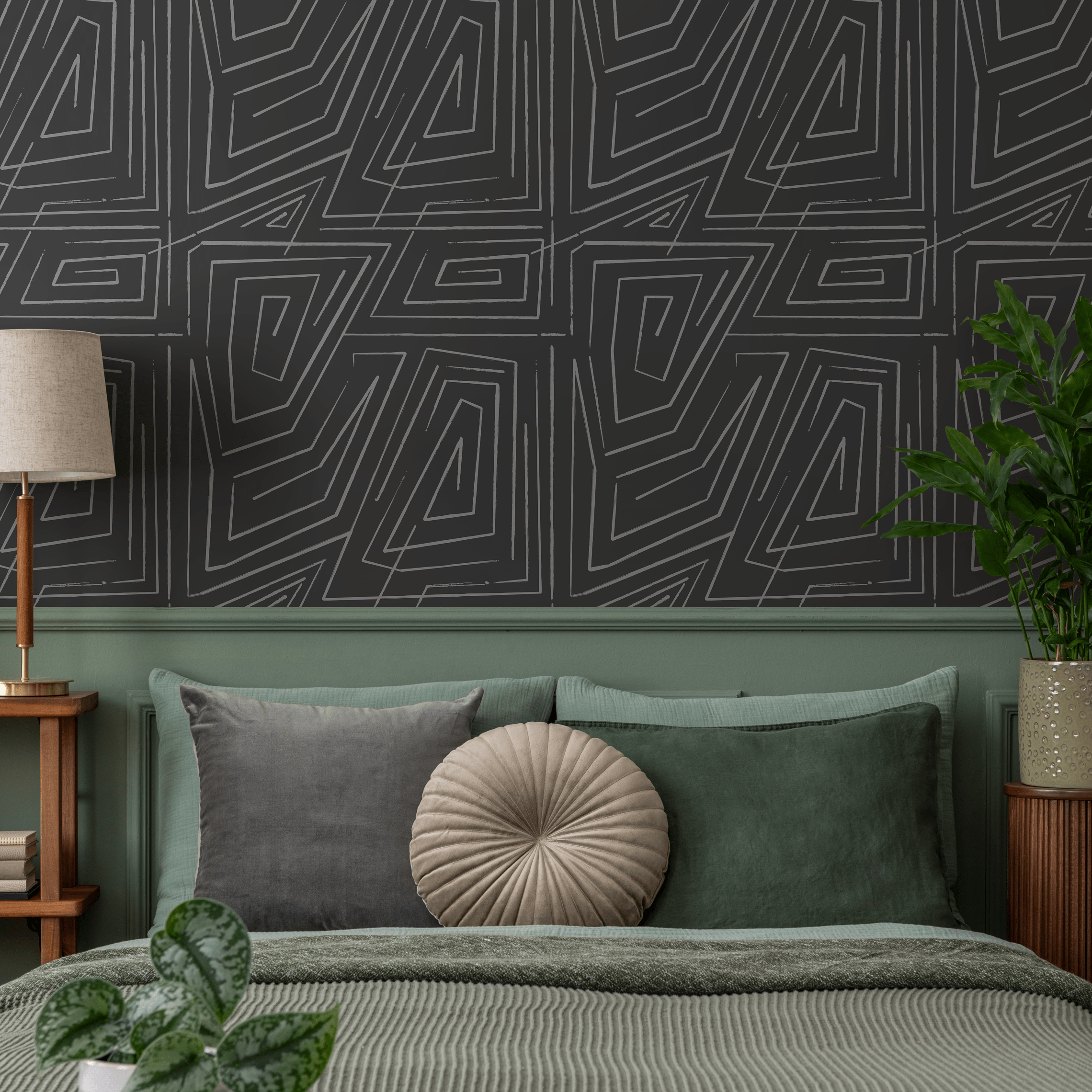 Abstract Wallpaper With A Sketched Labyrinth In Gray And White - C529
