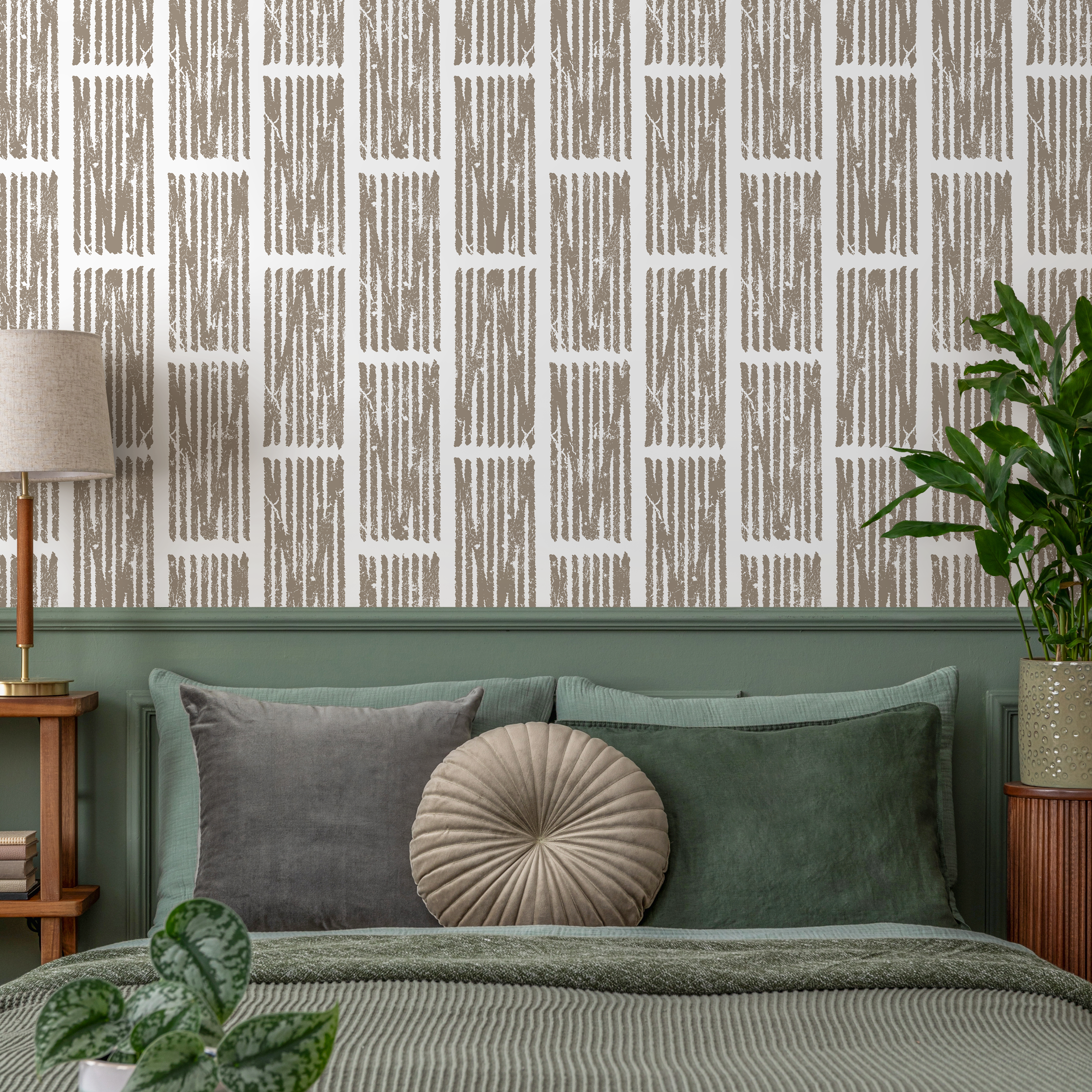 Geometric Wallpaper With A Distressed Block Motif In Beige And Gray - C551