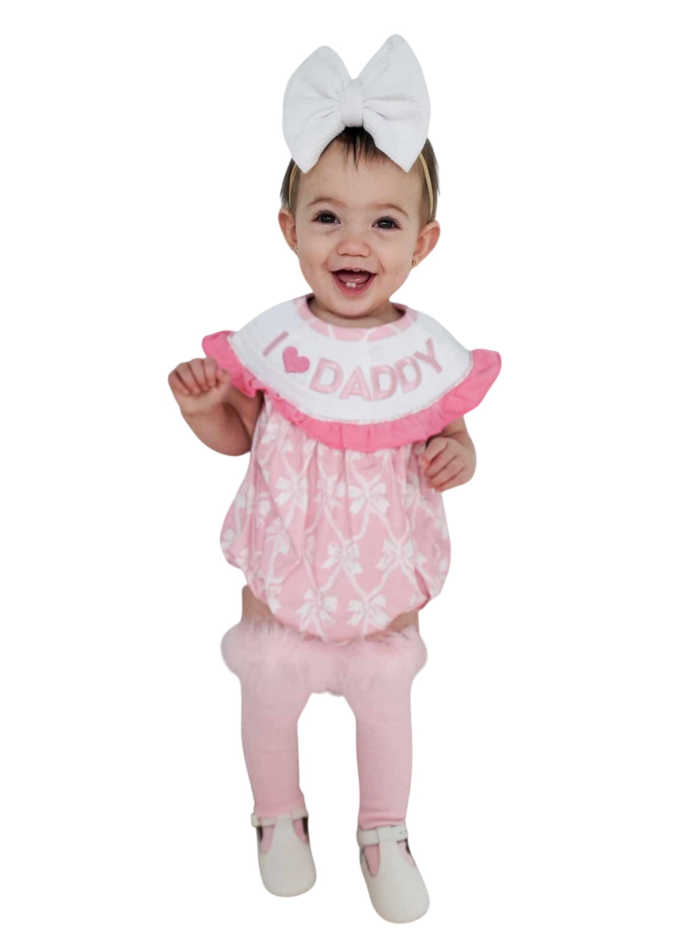 Smocked Bows I Love Daddy Romper