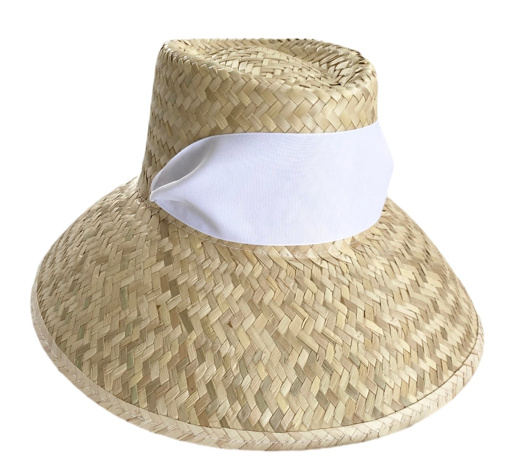 Amaryllis Sun Hat - White Wide & Short Grosgrain Ribbon