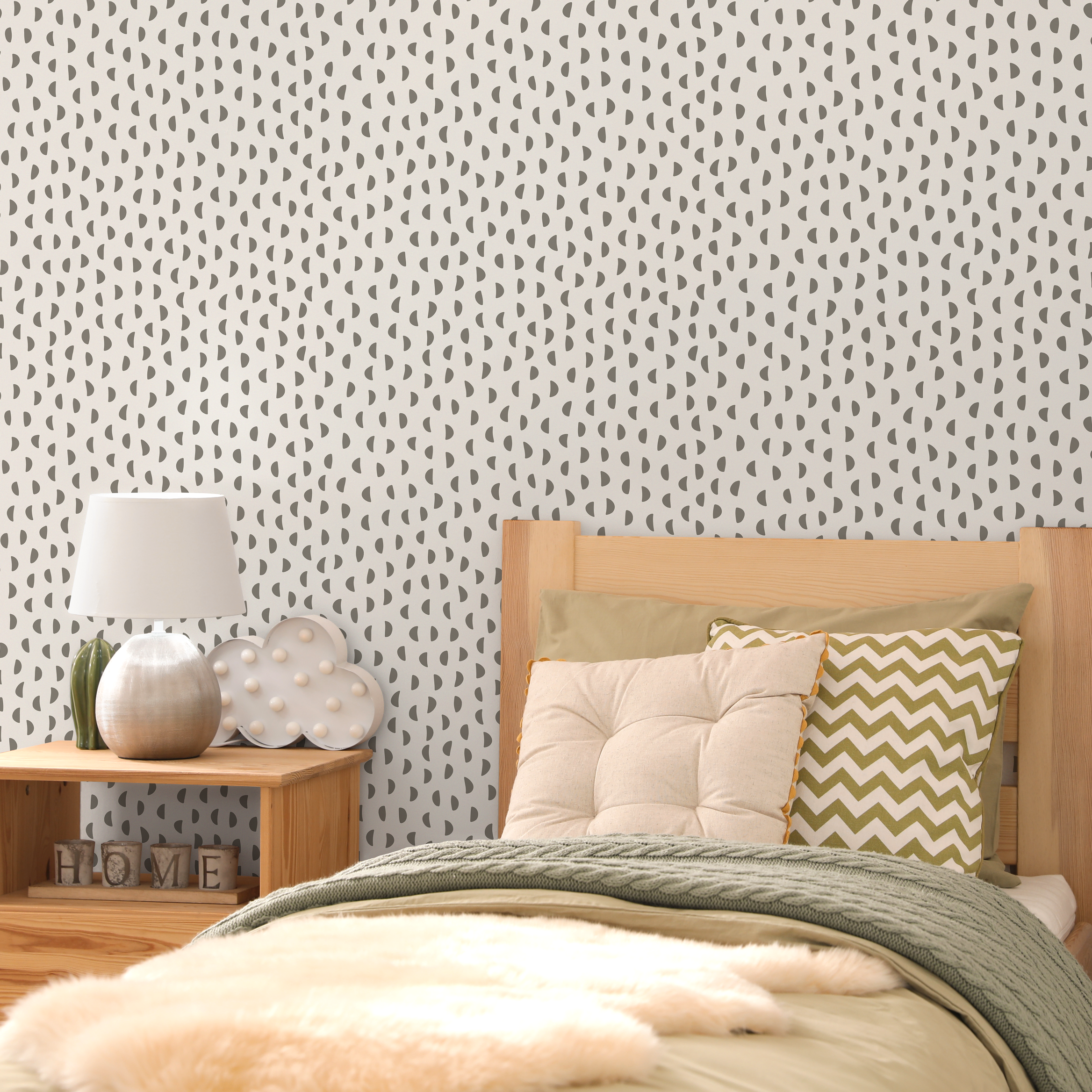 Geometric Wallpaper With A Repeating Semi-circle Motif In Beige And Gray - C589