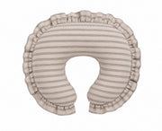 Grey Ivory Stripe Ruffle Nursing Pillow Cover