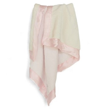 Luxury Duo Satin Border Blanket - Pink/ivory