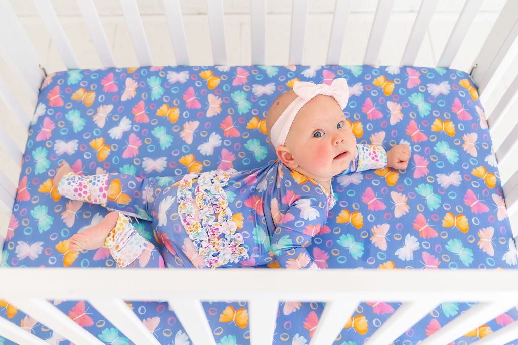 Korrie Butterflies Bamboo Ruffle Convertible Footie