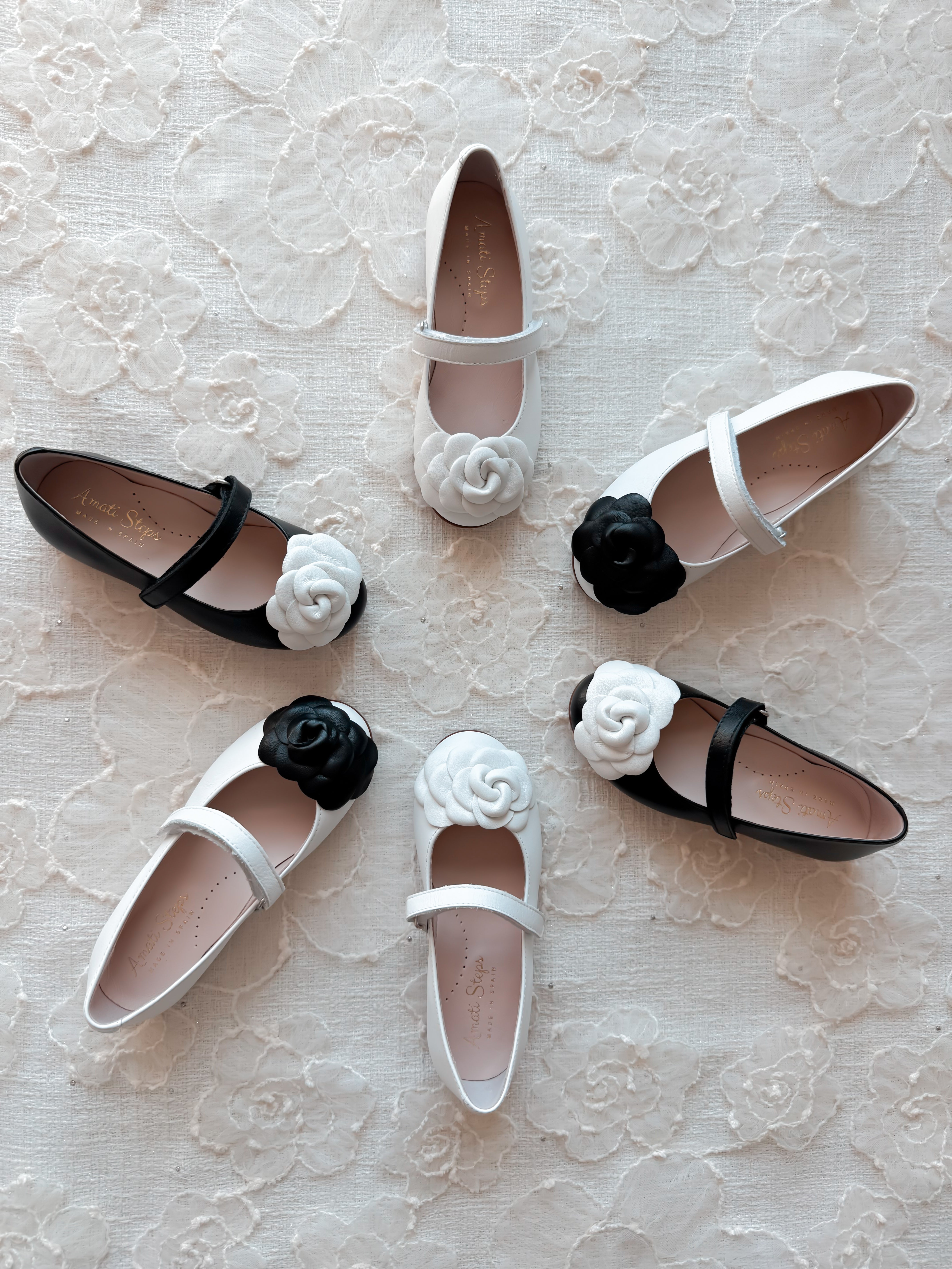 Camille- White/black Leather Mary Jane Shoes
