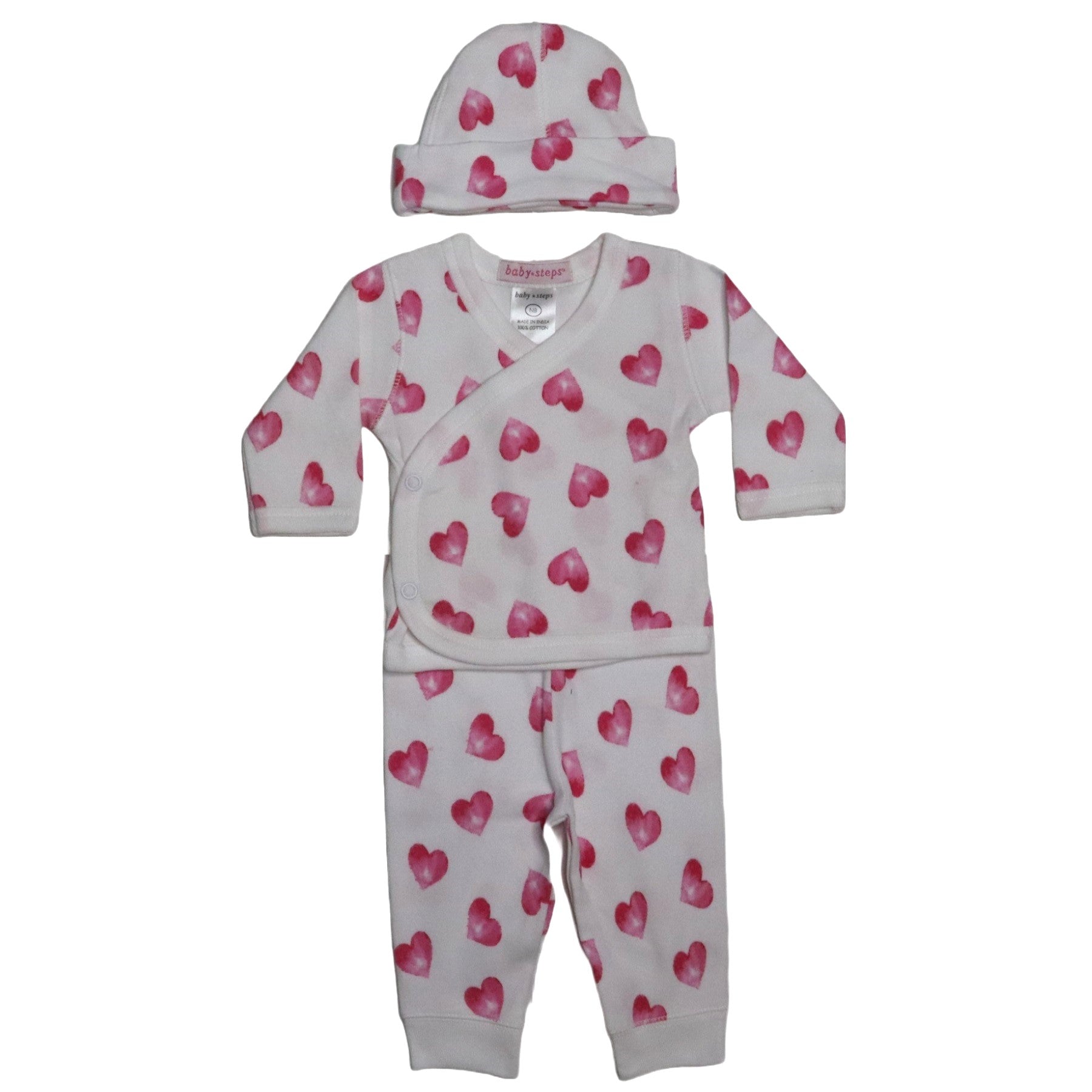 Baby 3 Piece Set - Water Color Hearts