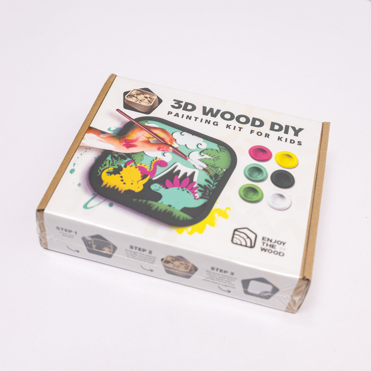 Wooden 3d Diy Painting Kit Dinosaur