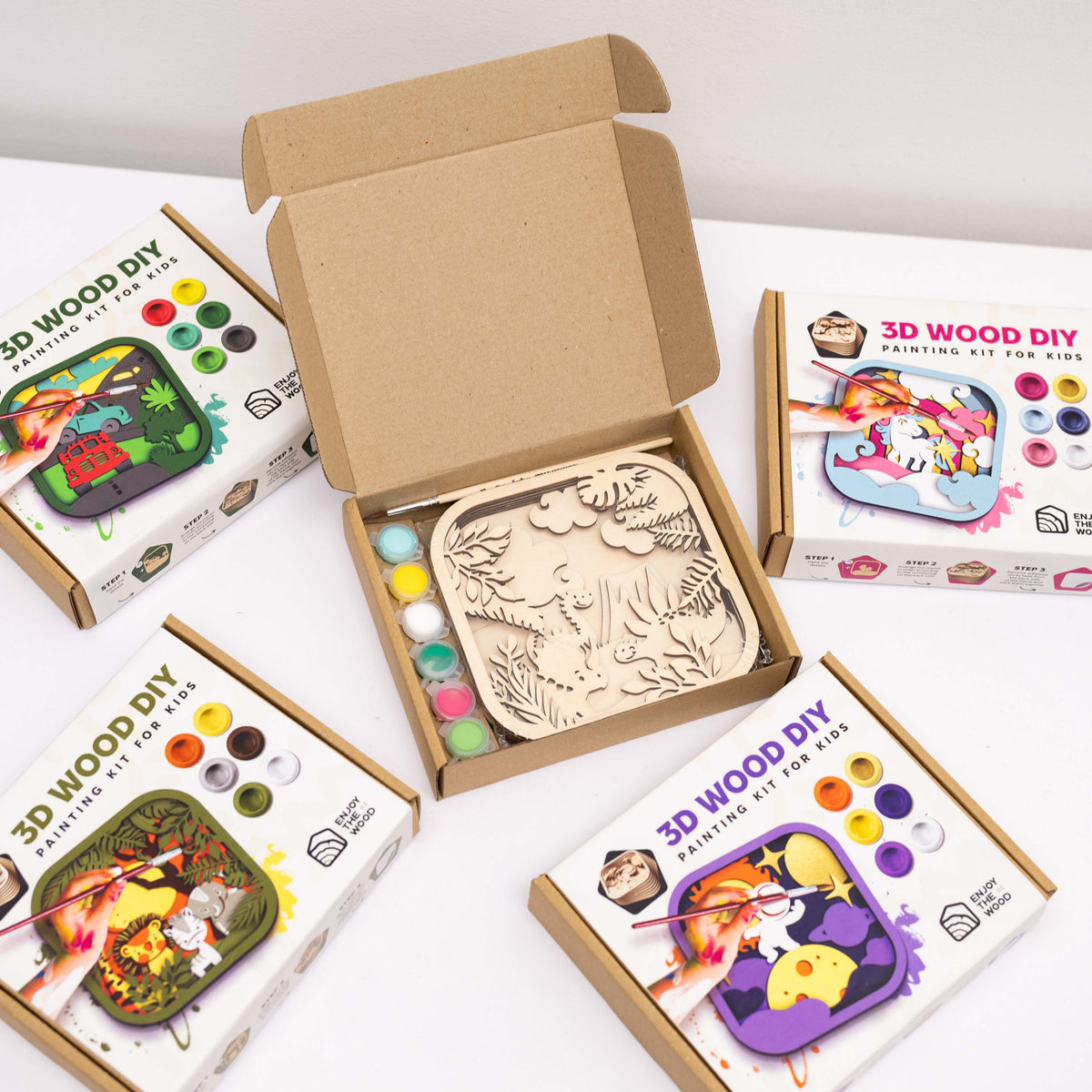 Wooden 3d Diy Painting Kit Safari